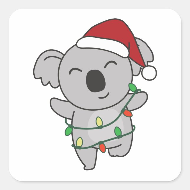 Koala Christmas Winter Animals Koalas Square Stick Sticker (Front)
