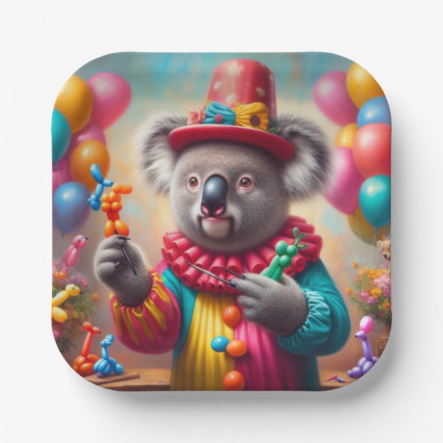 Koala Clown Paper Plate (Front)