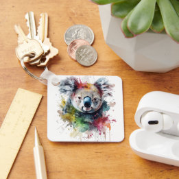 Koala Colorido: una ilustración vibrante Key Ring