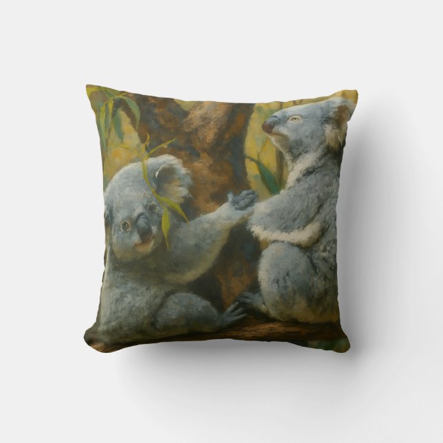 Koala Companions – Realistic Wildlife Pair Cushion (Front)