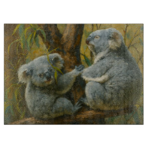 Koala Companions – Realistic Wildlife Pair Cutting Board
