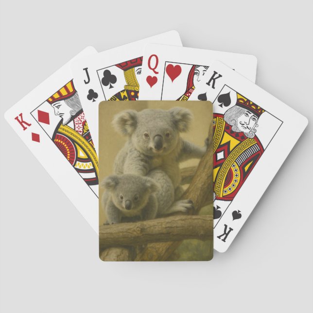 Koala Companions – Tender Wildlife Art Print Playing Cards (Back)