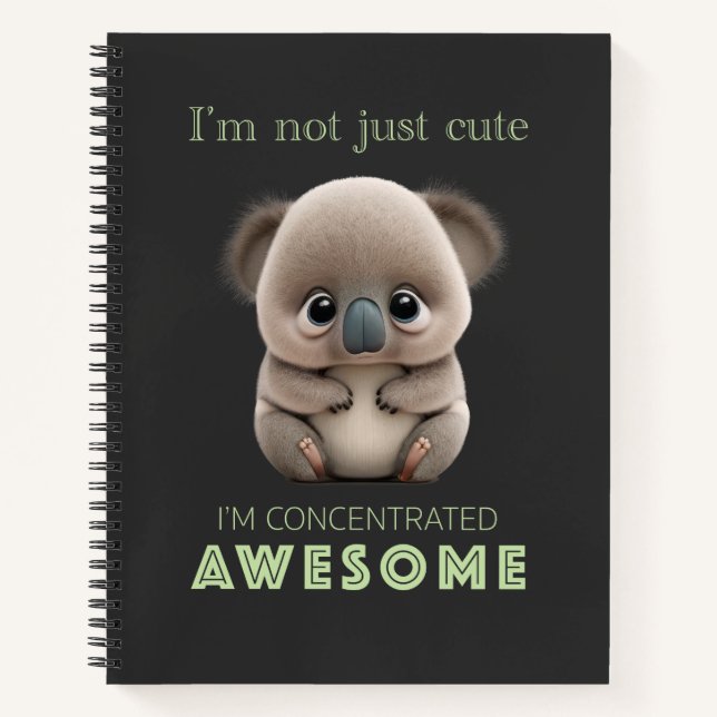 Koala Concentrated Awesome Cute Adorable Funny  Notebook (Front)