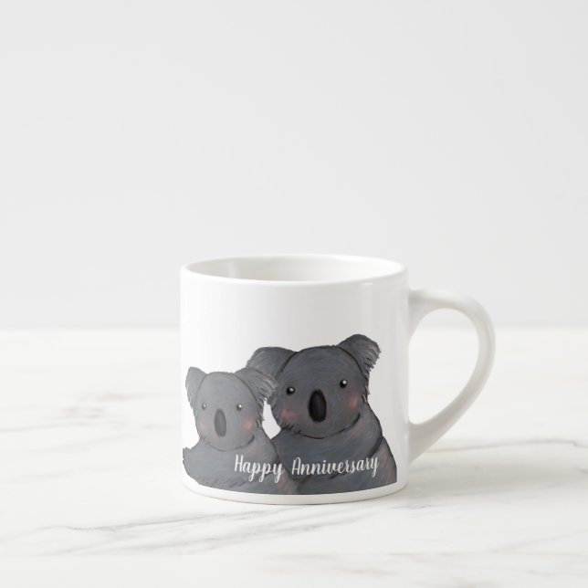 Koala couple wedding anniversary espresso cup (Right)