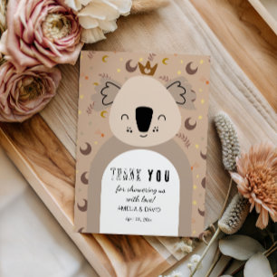 Koala Crown Boho Neutral Thank You Baby Shower Card