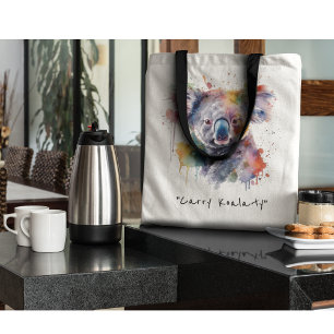 Koala Cuddles in Color, custom Tote Bag