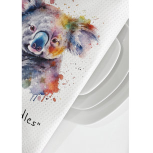 Koala Cuddles in Colour, custom Tea Towel
