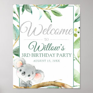 Koala Custom Birthday Party Welcome Poster