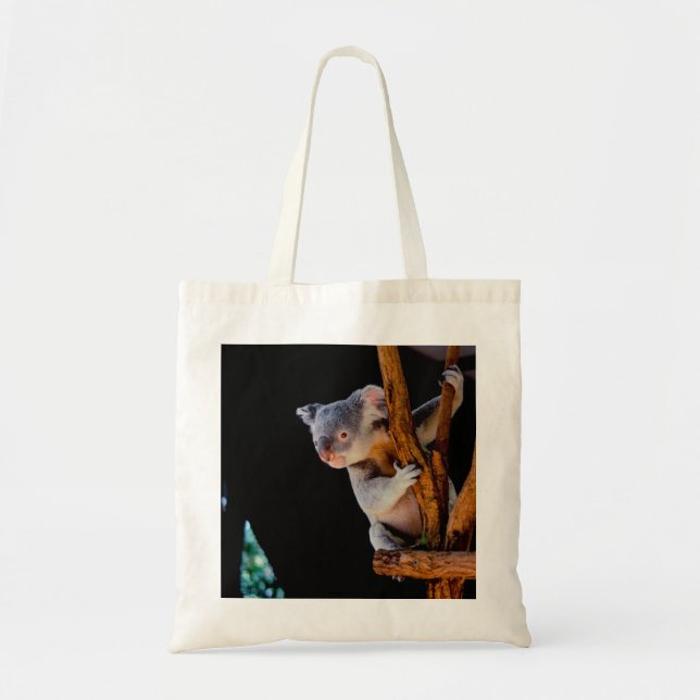 Koala Cute in Tree Gray Tote Bag (Front)