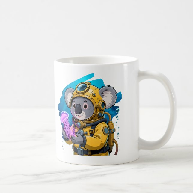 Koala Deep Sea Diver Cute Cartoon Explorer Coffee Mug (Right)