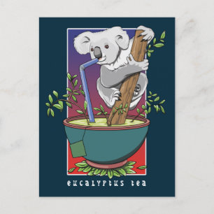 Koala Drinking eucalyptus tea Postcard