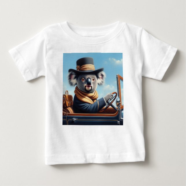 Koala Driving Baby T-Shirt (Front)