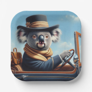 Koala Driving Paper Plate