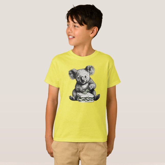 Koala eating a sandwich Cute Bear T-Shirt (Front Full)