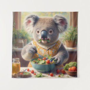 Koala Eating Salad Tapestry