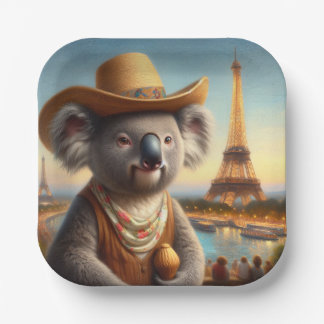 Koala Eiffel Tower Paper Plate
