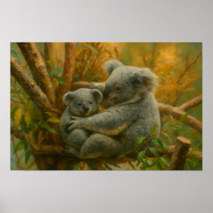 Koala Embrace – Tender Wildlife Painting Poster
