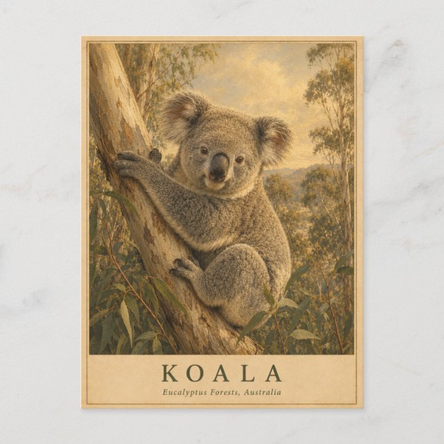 Koala Eucalyptus Forest VINTAGE Postcard (Front)