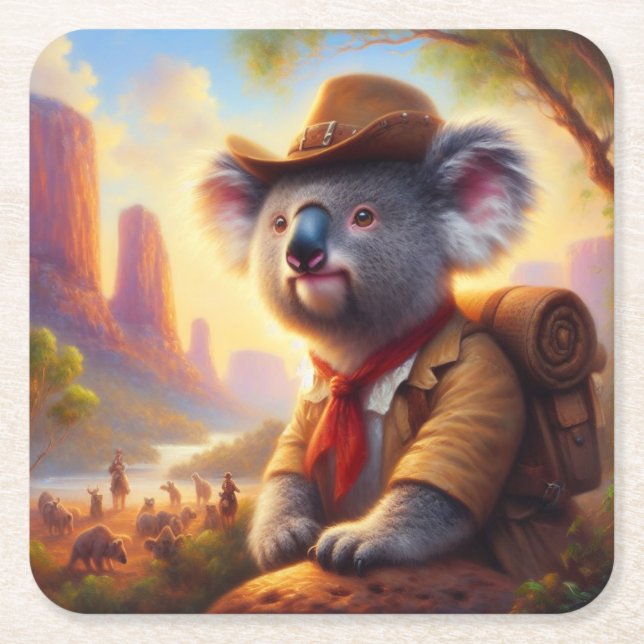 Koala Explorer Square Paper Coaster (Front)