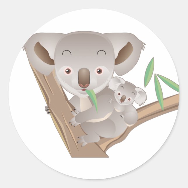 Koala Family Classic Round Sticker (Front)