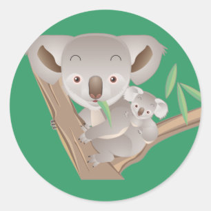 Koala Family Classic Round Sticker