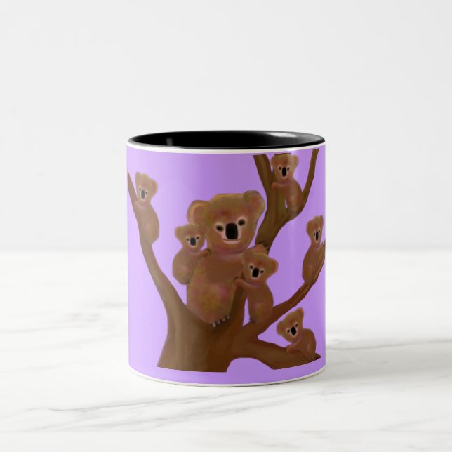 Koala Family Fun Two-Tone Coffee Mug (Center)