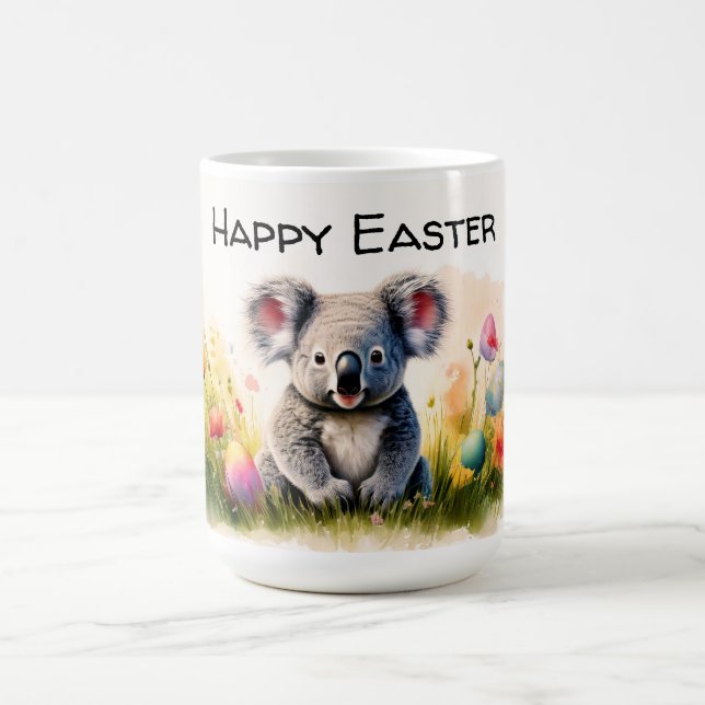 Koala field of Easter eggs Happy Easter Coffee Mug (Center)