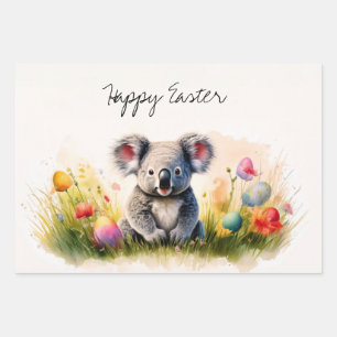 Koala field of Easter eggs Happy Easter Wrapping Paper Sheet