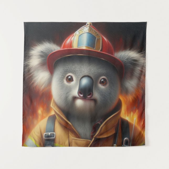 Koala Firefighter Tapestry (Front)