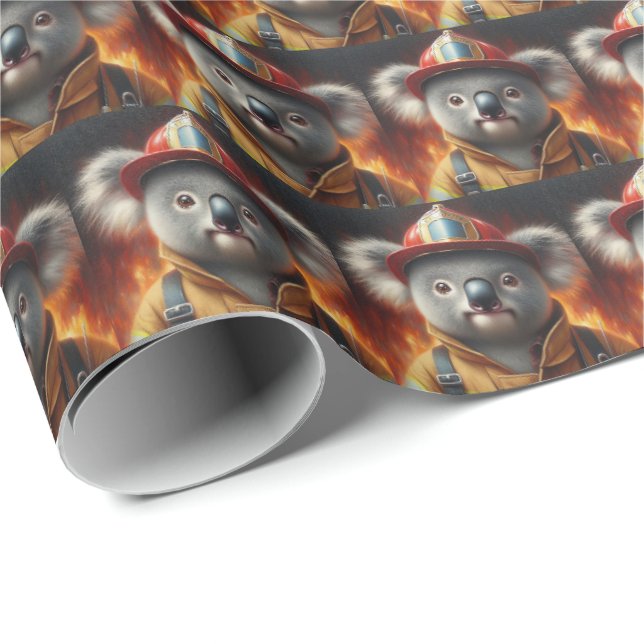 Koala Firefighter Wrapping Paper (Roll Corner)
