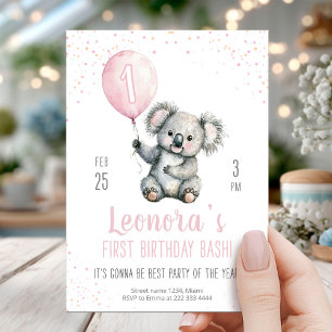 Koala First Birthday Party Invite