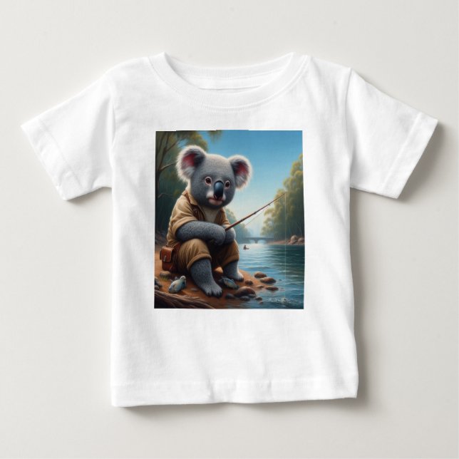 Koala Fishing Baby T-Shirt (Front)