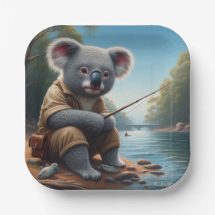 Koala Fishing Paper Plate