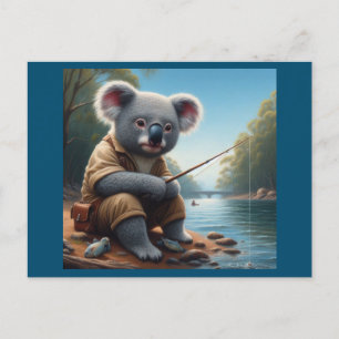Koala Fishing Postcard