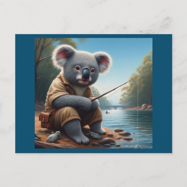 Koala Fishing Postcard (Front)