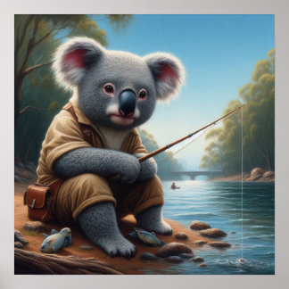 Koala Fishing Poster