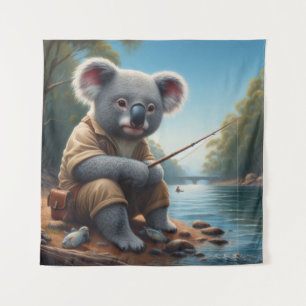 Koala Fishing Tapestry