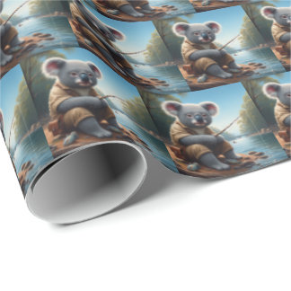 Koala Fishing Wrapping Paper