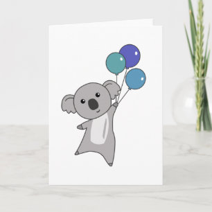 Koala Flies With Balloons Sweet Animals kids Card