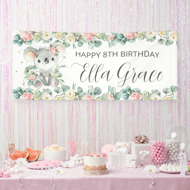 Koala Floral Eucalyptus Greenery Welcome Backdrop  Banner (Party)