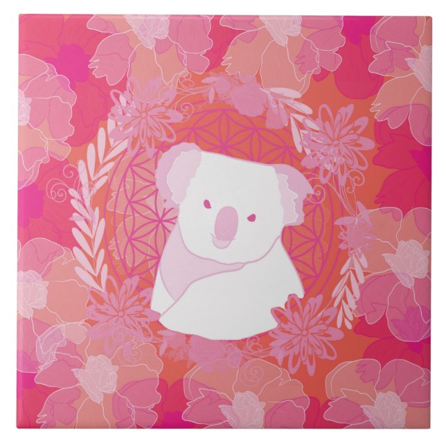 Koala Flower of life Ceramic Tile (Front)