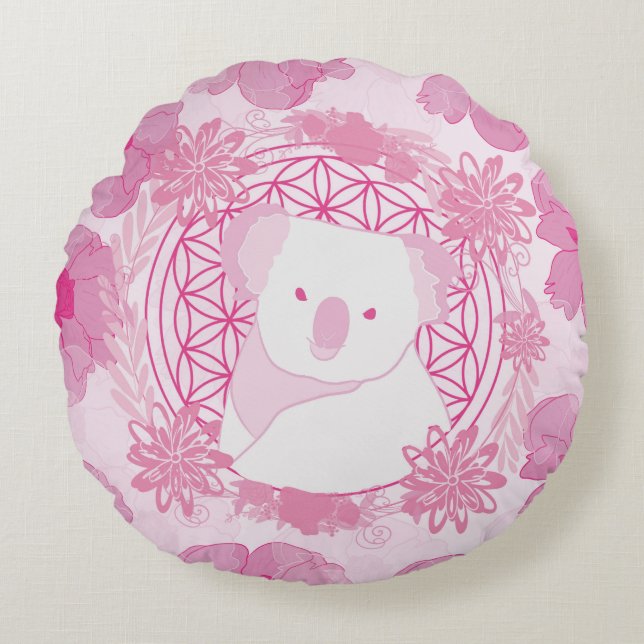Koala Flower of life Round Cushion (Front)
