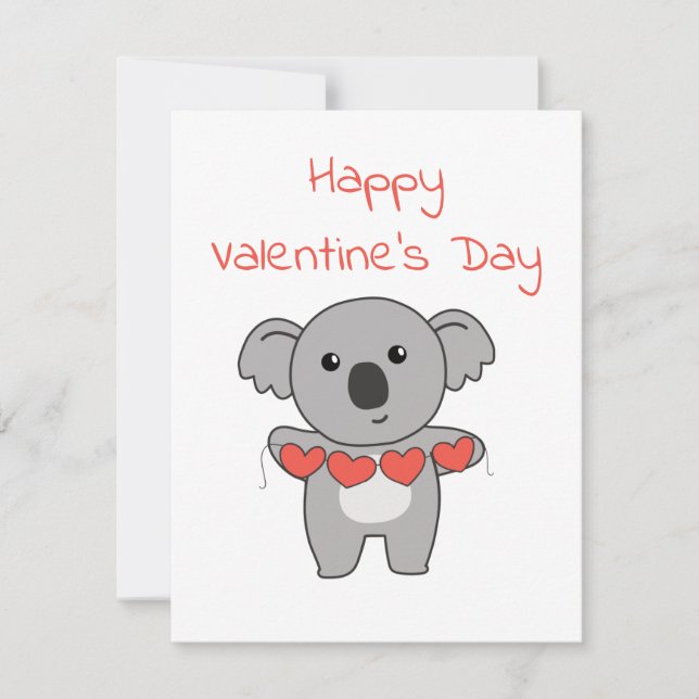 Koala For Valentine's Day Sweet Animals With Holiday Card (Front)