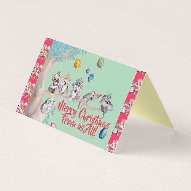 Koala Funny Merry Christmas from us all Card set (Front)