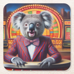 Koala Game Show Host Square Paper Coaster