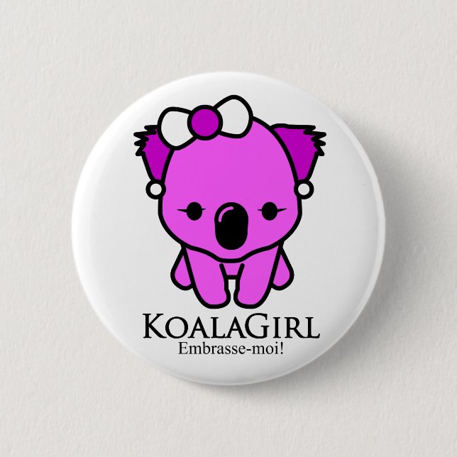 Koala Girl 6 Cm Round Badge (Front)