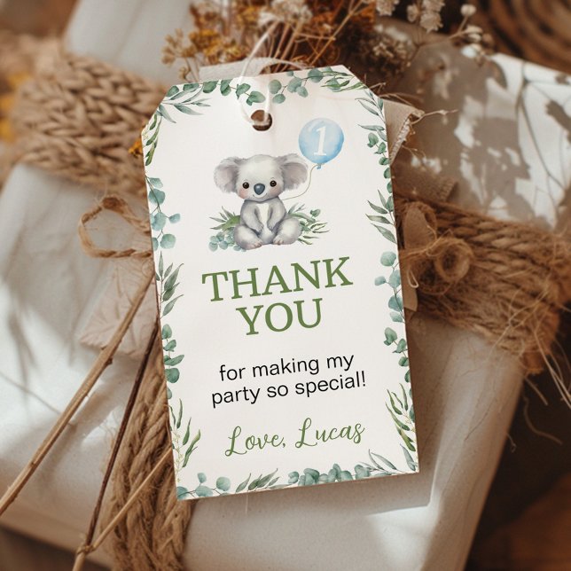 Koala Greenery Boy Party Thank You Favour Tag (Creator Uploaded)