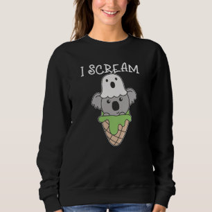 Koala Halloween Ghost I Scream Ice Cream Pun Sweatshirt