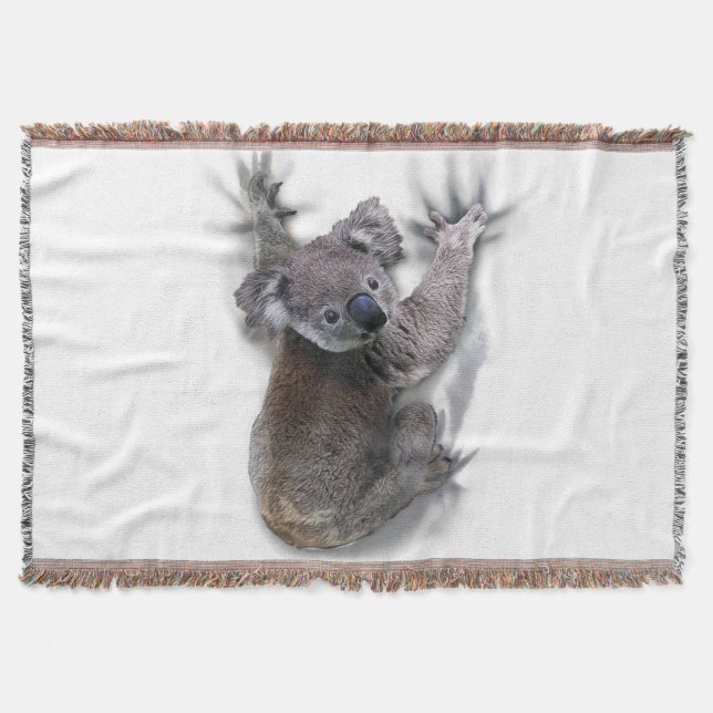 Koala Hang On Back Cute Bear Australia Animal Throw Blanket (Front)