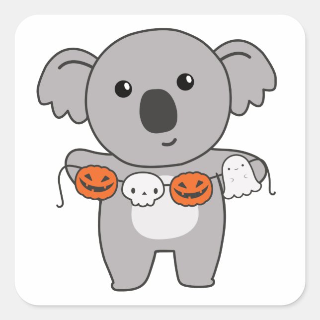 Koala Happy Halloween Pumpkin Bat Costume Square S Sticker (Front)